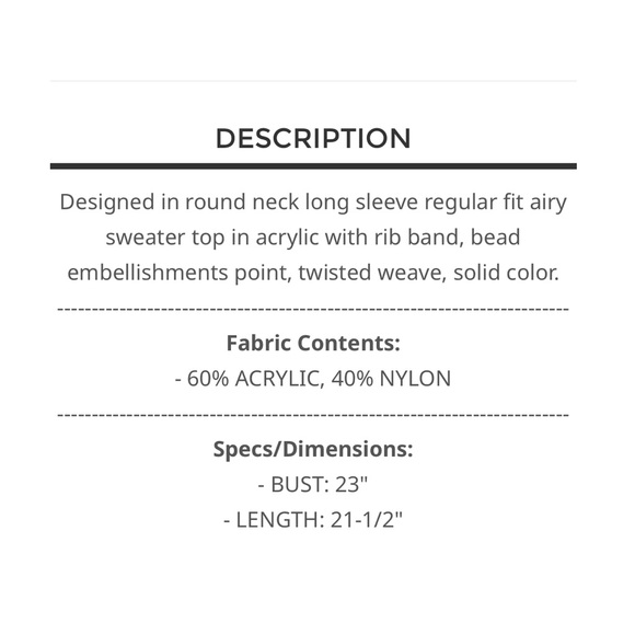 POL Light Powder Blue Cable Knit Sweater with Beaded Embellishments. - Picture 6 of 6